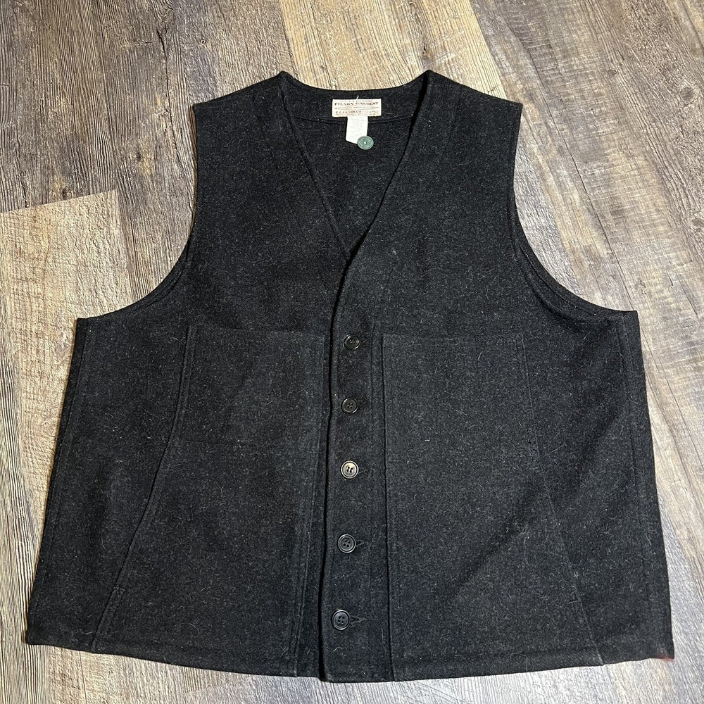 Vintage Filson Mackinaw Wool Vest Black‎ XL/48
